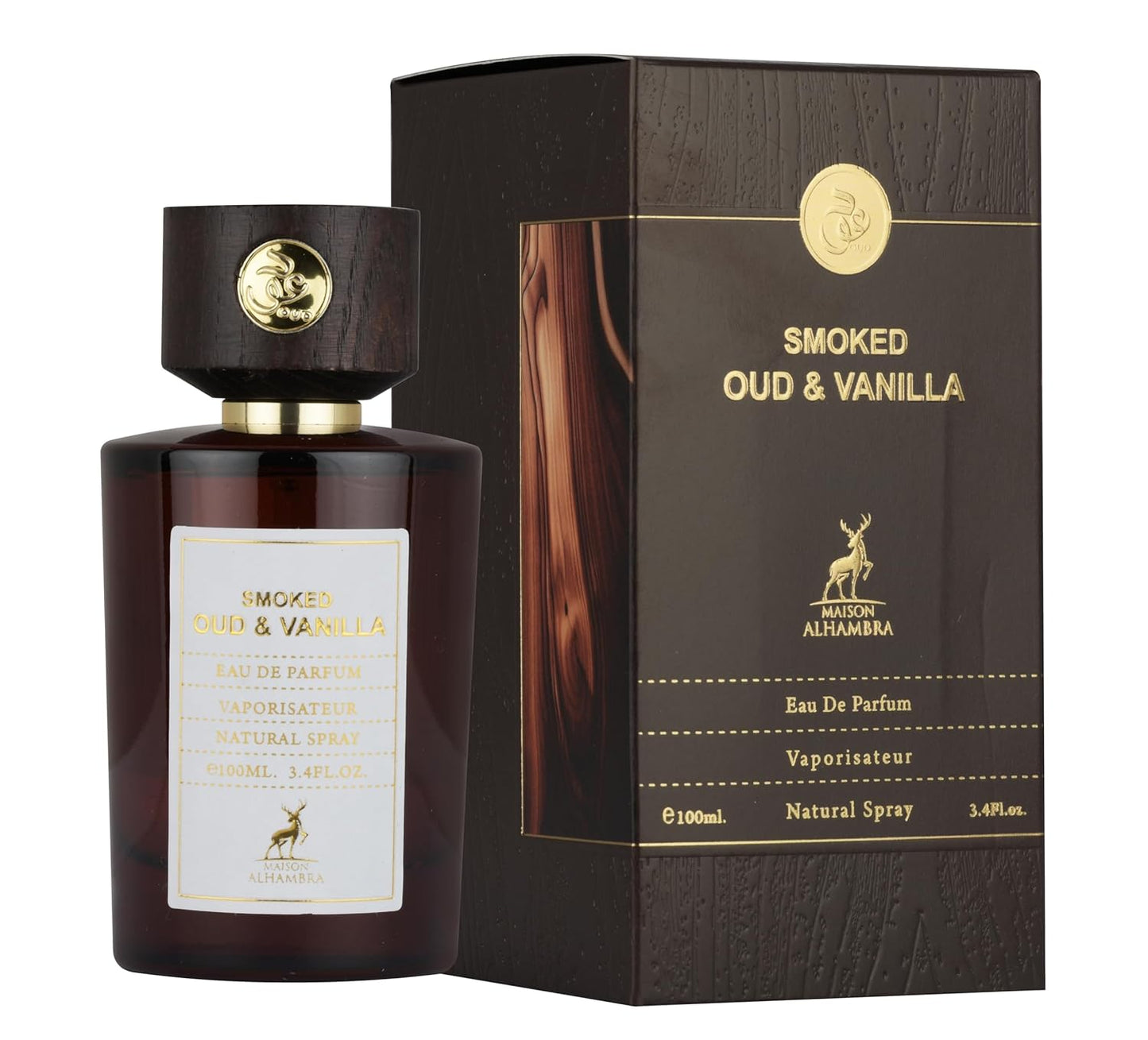 Maison Alhambra Smoked Oud & Vanilla for Unisex Eau de Parfum Spray, 3.4 Ounce / 100 ml